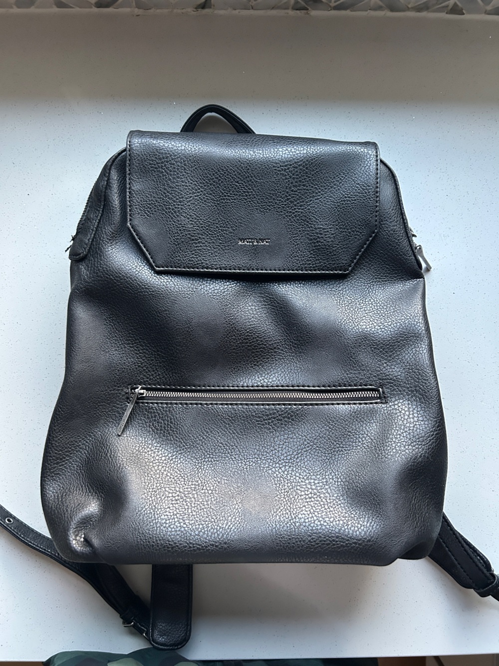 Matt&Nat Black Vegan Leather Backpack